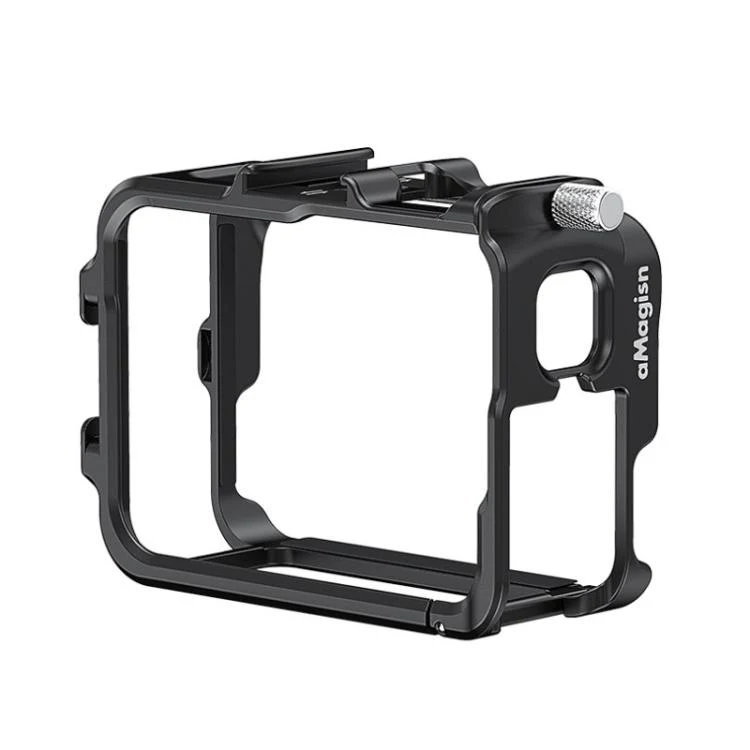 AMagisn Metal Frame Case For Insta360 Ace Pro 2 / Ace Pro / Ace Aluminum Utility Cage With Cold Shoe(Black)