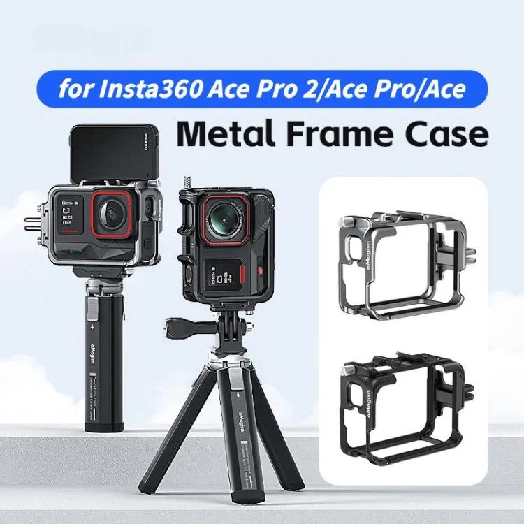 AMagisn Metal Frame Case For Insta360 Ace Pro 2 / Ace Pro / Ace Aluminum Utility Cage With Cold Shoe(Gunmetal) - Image 2