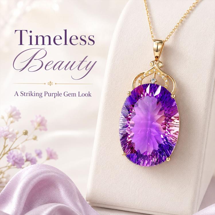 Amethyst Crystal Gemstone Pendant Necklaces(Purple) - Image 6