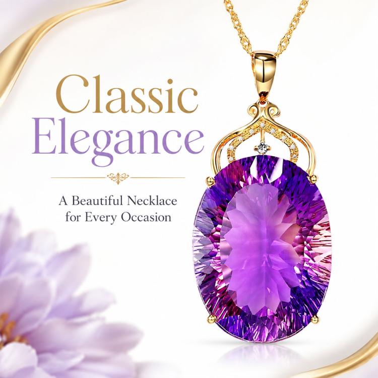 Amethyst Crystal Gemstone Pendant Necklaces(Purple) - Image 7