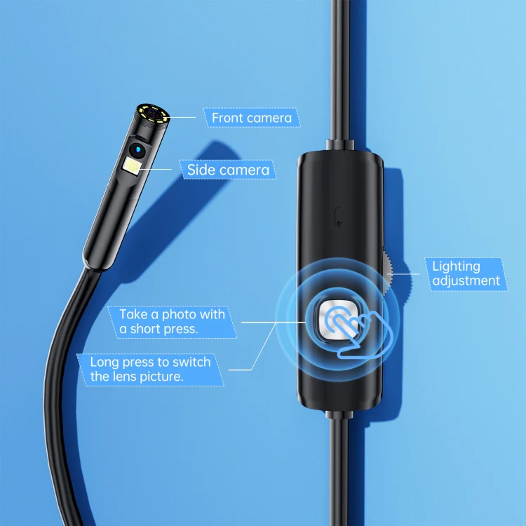 AN112 8mm Double Lenses HD Industry Endoscope Type-C + Micro USB + 8 Pin Connection, Length:2m Soft Tube - Image 7