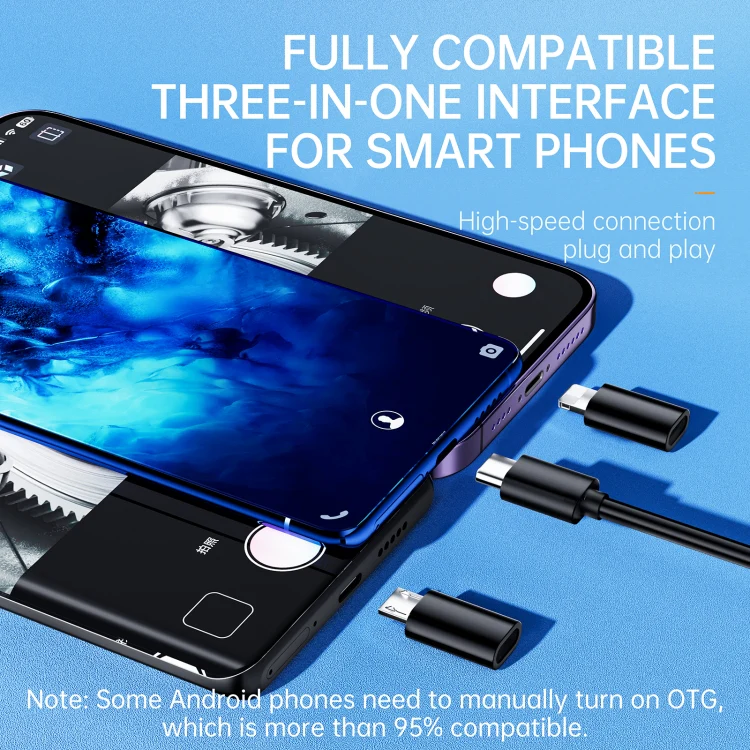 AN112 8mm Double Lenses HD Industry Endoscope Type-C + Micro USB + 8 Pin Connection, Length:3.5m Hard Tube - Image 3