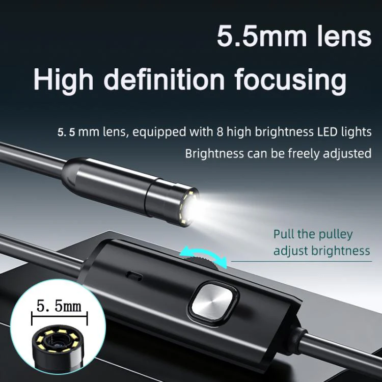 AN112T Type-C IP67 8LEDs 5.5mm Industry Digital Endoscope, Cable Length:1m Hard Cable - Image 4
