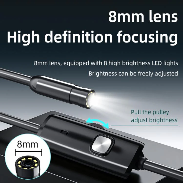 AN112T Type-C IP67 8LEDs 8mm Industry Digital Endoscope, Cable Length:5m Flexible Cable - Image 4
