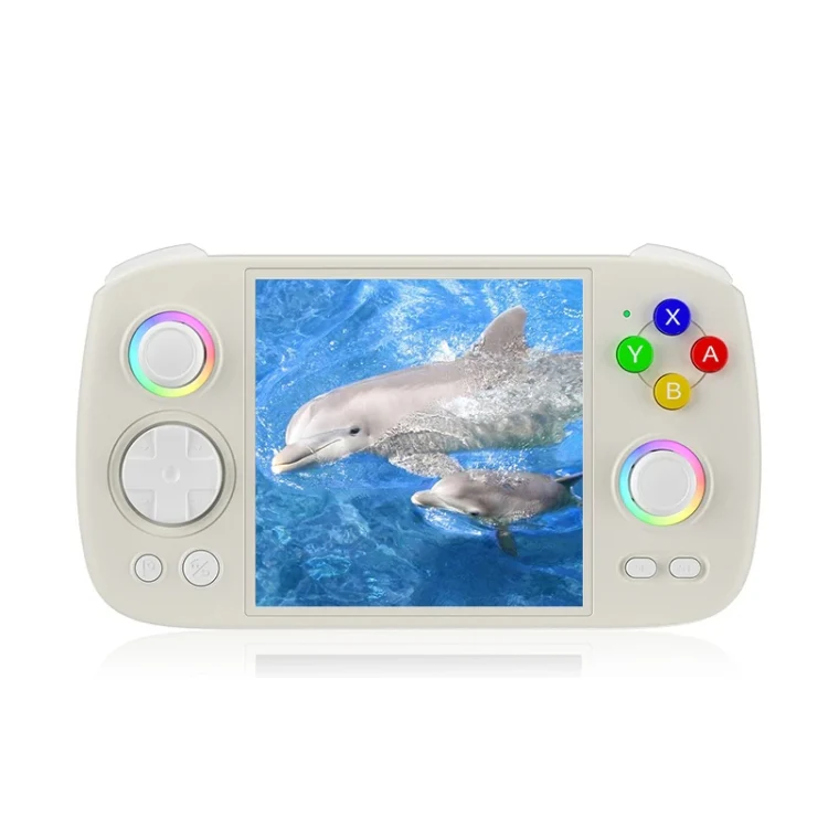 ANBERNIC RG Cube Retro Handheld Game Console With 3.95 Inch Screen T820 CPU Android 13 RGB Light 8+128G(Beige)