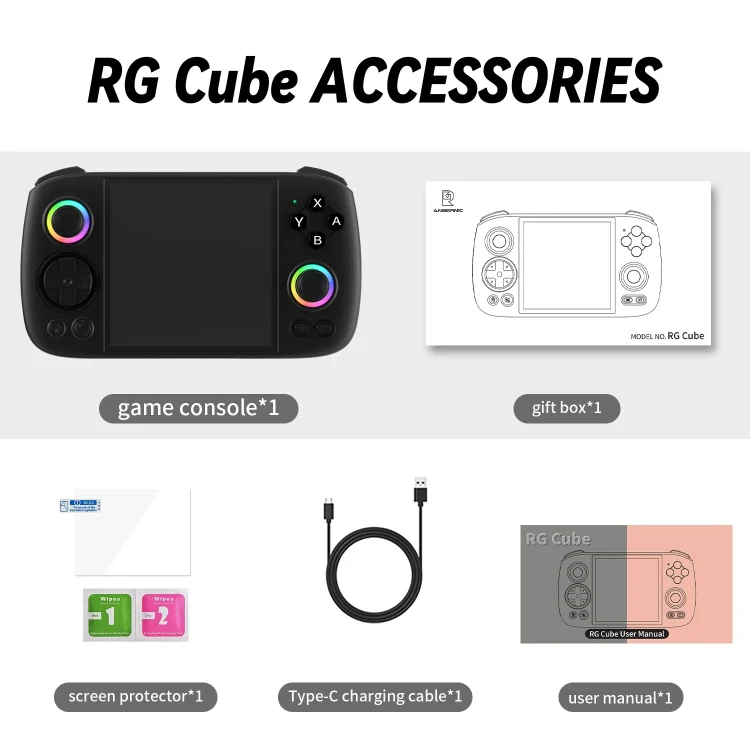 ANBERNIC RG Cube Retro Handheld Game Console With 3.95 Inch Screen T820 CPU Android 13 RGB Light 8+128G(Beige) - Image 14