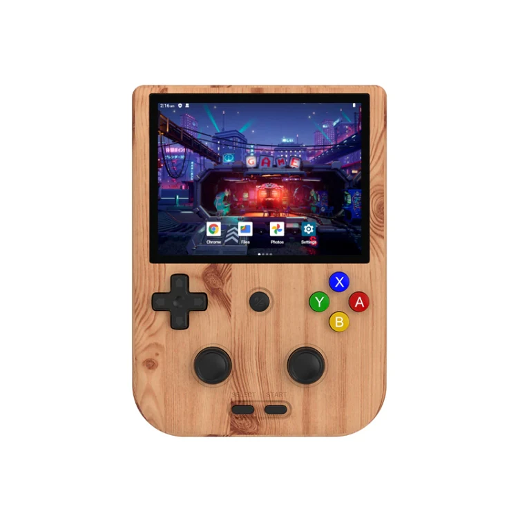 ANBERNIC RG405V 4+128G 7000+ Games Handheld Game Console 4-Inch IPS Screen Android 12 System T618 64-Bit Game Player(Wood Grain)