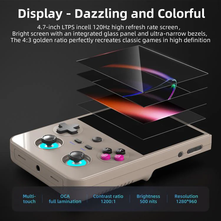 ANBERNIC RG477V 4.7-Inch 120Hz Vertical Handheld Console Dimensity 8300 Chipset, Android 14, RGB Lighting & Gyroscope Built In 8G+128GB+128G SD Card(Gray) - Image 4