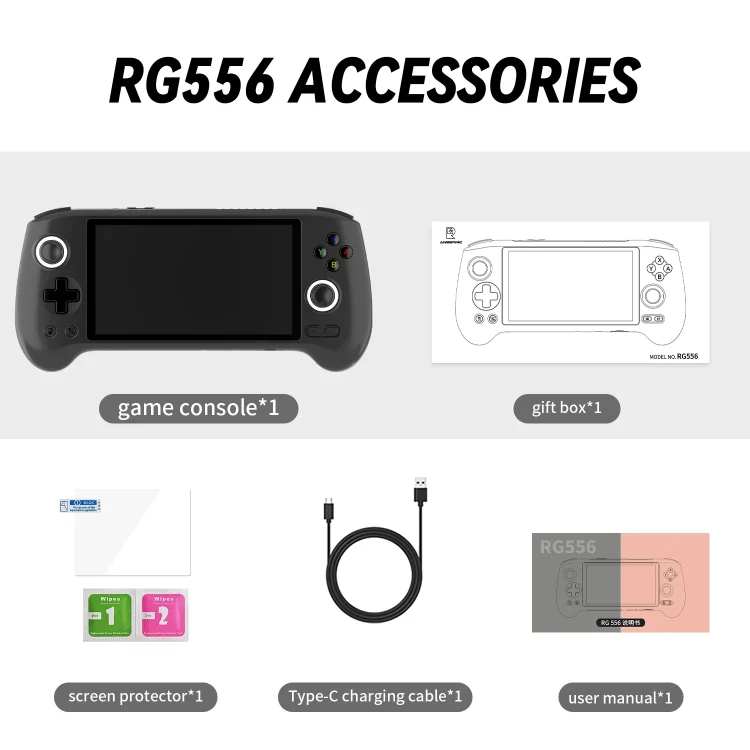 ANBERNIC RG556 Handheld Game Console Android 13 System 5.48-Inch AMOLED Screen WIFI Bluetooth Game Player 128GB+256GB(Black) - Image 13
