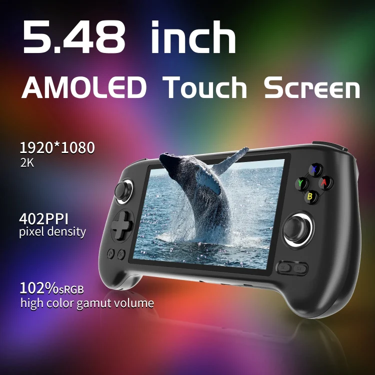 ANBERNIC RG556 Handheld Game Console Android 13 System 5.48-Inch AMOLED Screen WIFI Bluetooth Game Player 128GB+256GB(Transparent Blue) - Image 3
