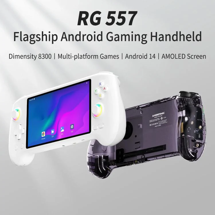 ANBERNIC RG557 Handheld Game Console 5.48-Inch AMOLED Screen Android 14 Video Game Player 12+128G(White) - Image 2