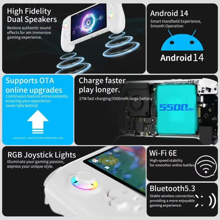 ANBERNIC RG557 Handheld Game Console 5.48-Inch AMOLED Screen Android 14 Video Game Player 12+256G(Transparent Purple) - Image 8