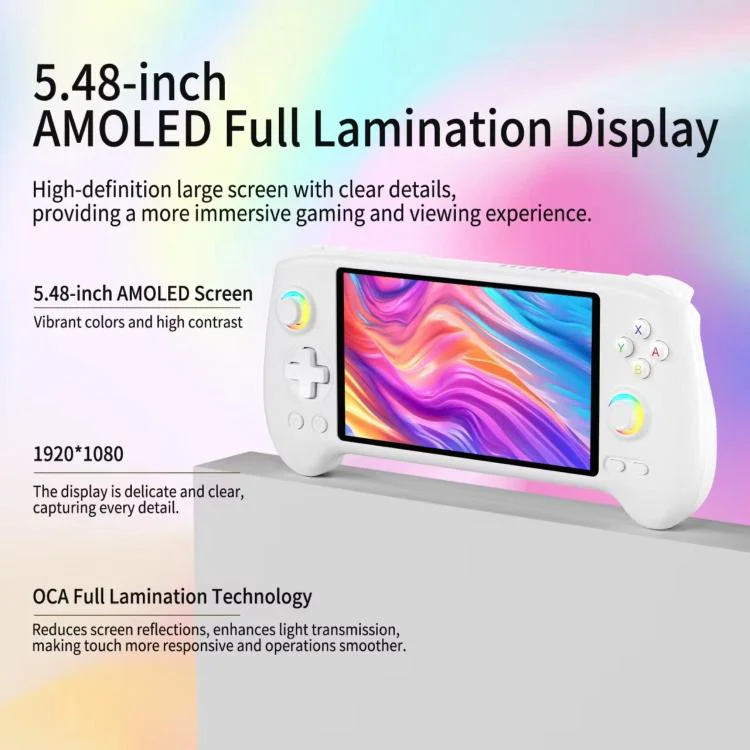 ANBERNIC RG557 Handheld Game Console 5.48-Inch AMOLED Screen Android 14 Video Game Player 12+256G(White) - Image 3