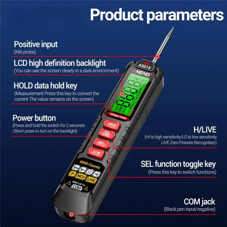 ANENG Digital Intelligent Car Repair Pen Multimeter, Model: A3015 Battery - Image 11