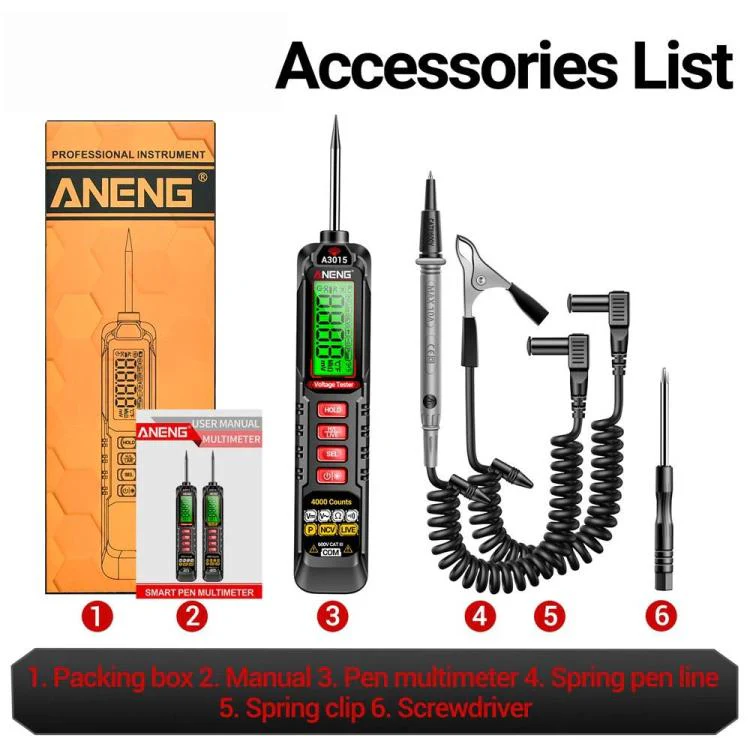 ANENG Digital Intelligent Car Repair Pen Multimeter, Model: A3015 Battery - Image 14