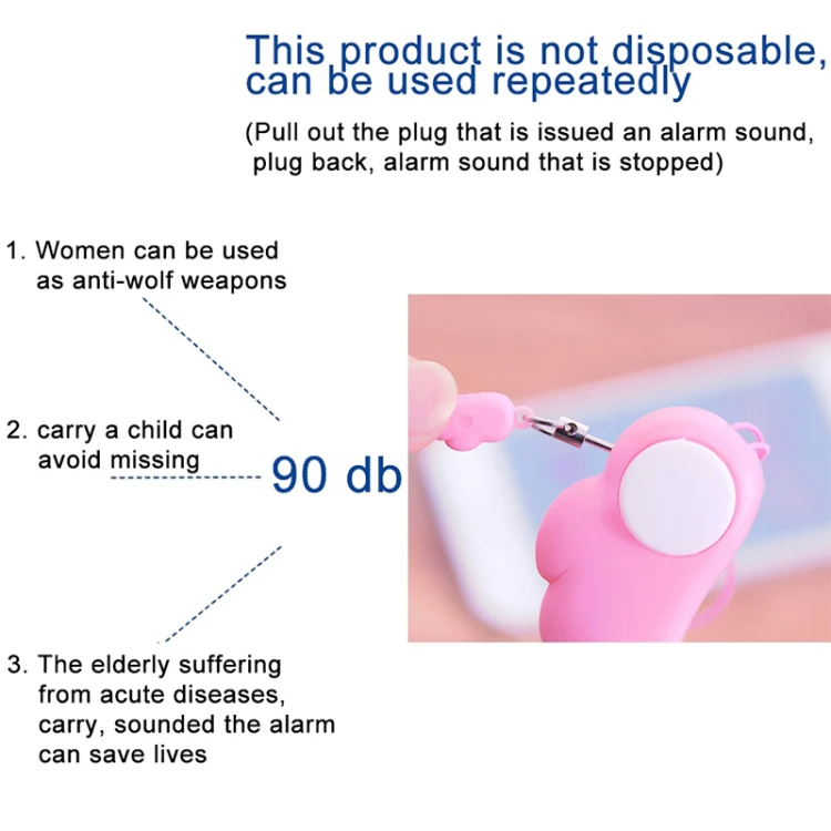 Angel Wing Anti-rape Device Personal Alarm, Self-defense Defend Wolf, Mini Alarm with 90dB Alarm Sound for Girl and Kids(Pink) - Image 5