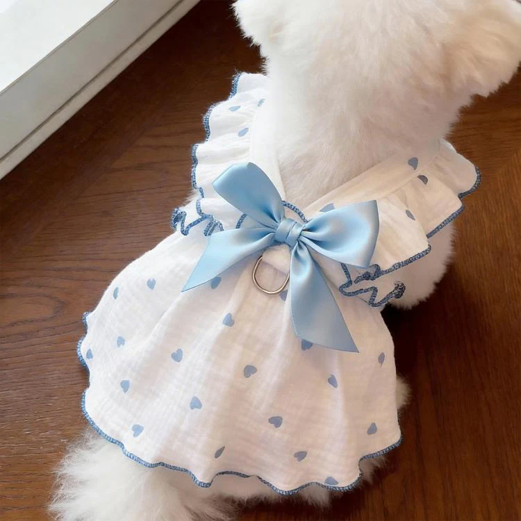 Anti-Shedding Thin Cat Clothes Summer Wearable Harness Dress For Pets, Size: L(Blue)