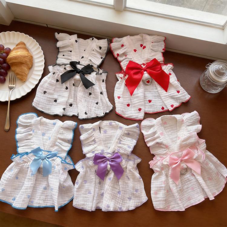 Anti-Shedding Thin Cat Clothes Summer Wearable Harness Dress For Pets, Size: S(Black) - Image 2