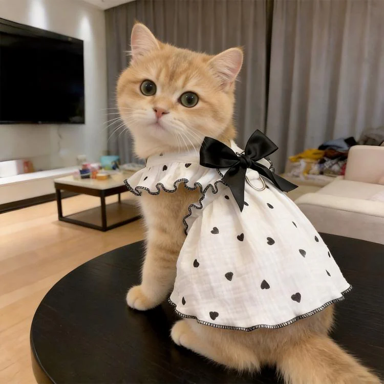 Anti-Shedding Thin Cat Clothes Summer Wearable Harness Dress For Pets, Size: XL(Blue) - Image 4