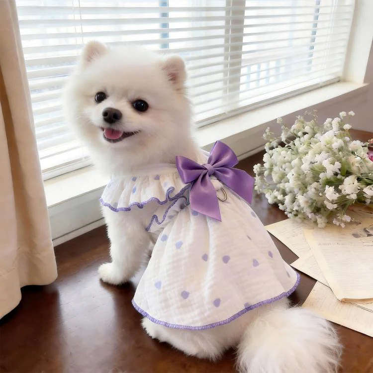 Anti-Shedding Thin Cat Clothes Summer Wearable Harness Dress For Pets, Size: XS(Purple) - Image 3