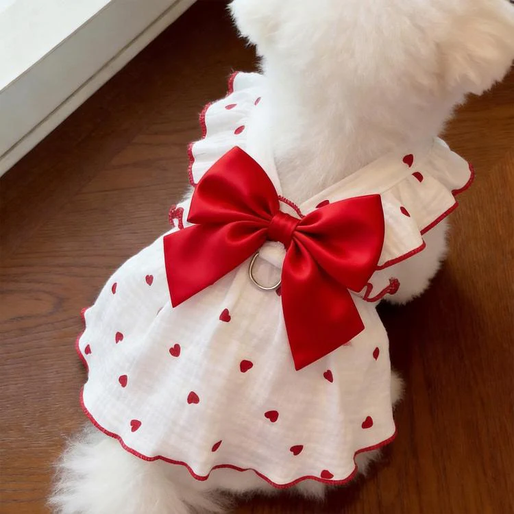 Anti-Shedding Thin Cat Clothes Summer Wearable Harness Dress For Pets, Size: XS(Red)