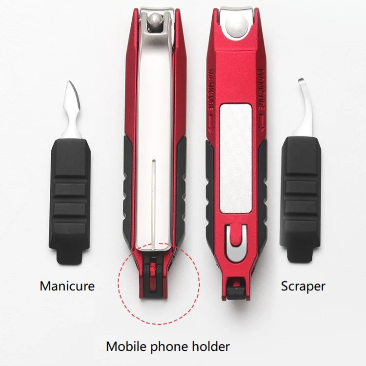 Anti-splash Nail Clippers Multifunctional Mobile Phone Holder Nail Clippers,Style: Red Suit - Image 3