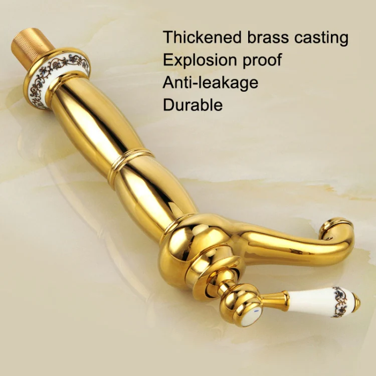 Antique Hot and Cold Bathroom Washbasin Faucet, Style: High Model+Water Inlet Pipe - Image 3