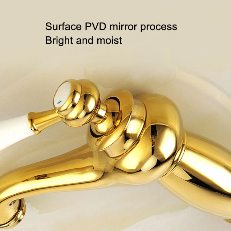 Antique Hot and Cold Bathroom Washbasin Faucet, Style: High Model+Water Inlet Pipe - Image 4