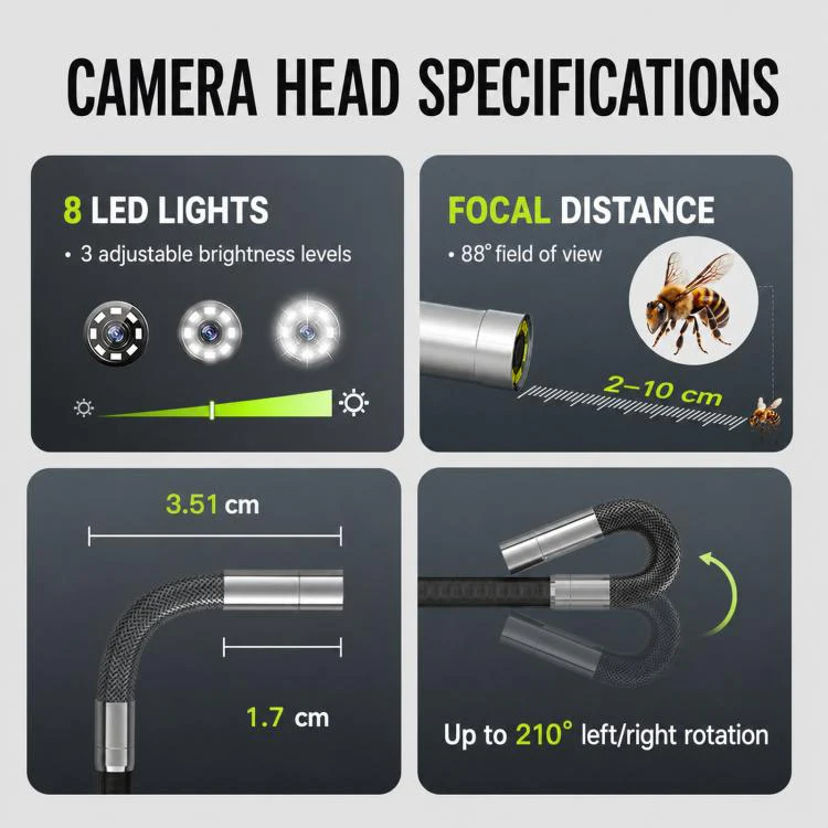 ANYKIT AD100 360-Degree Rotatable Industrial Endoscope IP67 Waterproof HD Auto Repair Borescope, Spec: 5.5mm Single Lens/1.2m - Image 10
