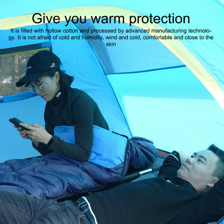 AOTU AT6101 1.3kg Outdoor Camping Stitchable Envelope Warm Sleeping Bag(Navy Blue) - Image 7