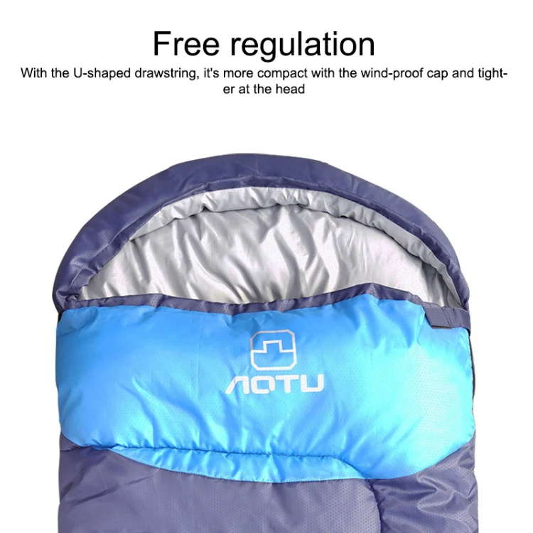 AOTU AT6101 1.8kg Outdoor Camping Stitchable Envelope Warm Sleeping Bag(Navy Blue) - Image 6