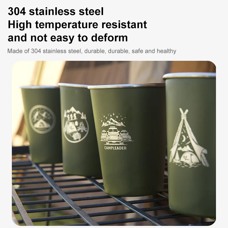 AOTU AT6657-2 4pcs Outdoor Camping Folding Stainless Steel Water Cup Set (Black) - Image 4