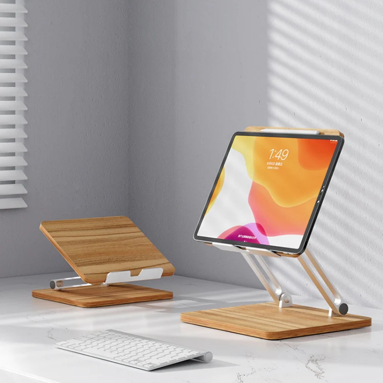 AP-2DP Desktop Liftable Wooden Tablet Laptop Support Stand(Darkwood) - Image 2