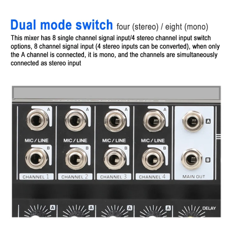 AQA 8-channel Mixer Microphone Effector (Black) - Image 3