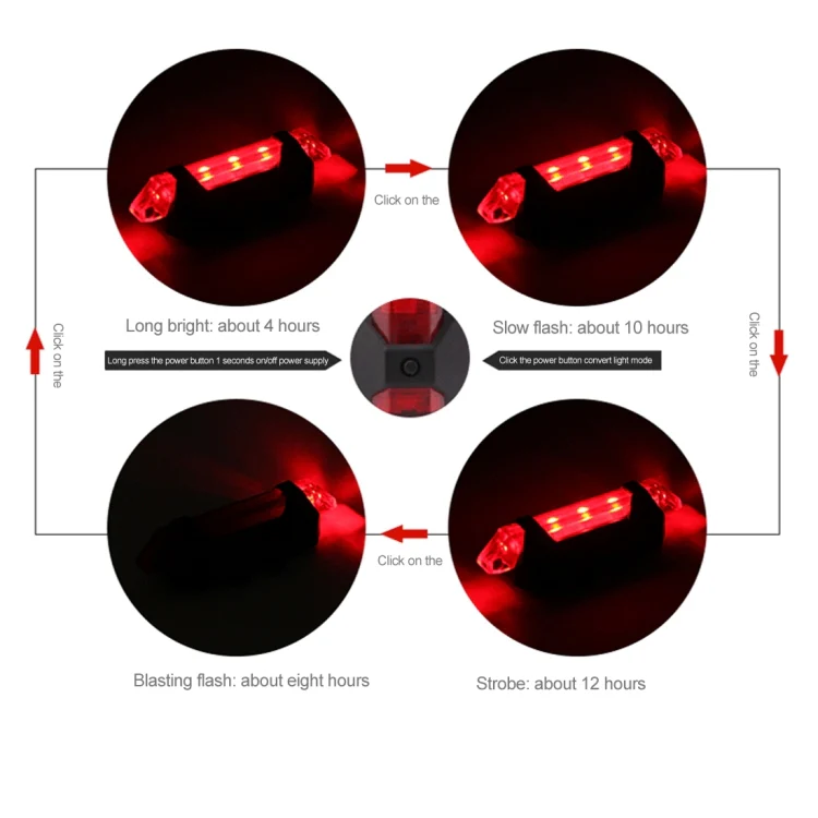 AQY-093 Detachable USB Rechargeable LED Bike Taillight(Red) - Image 9