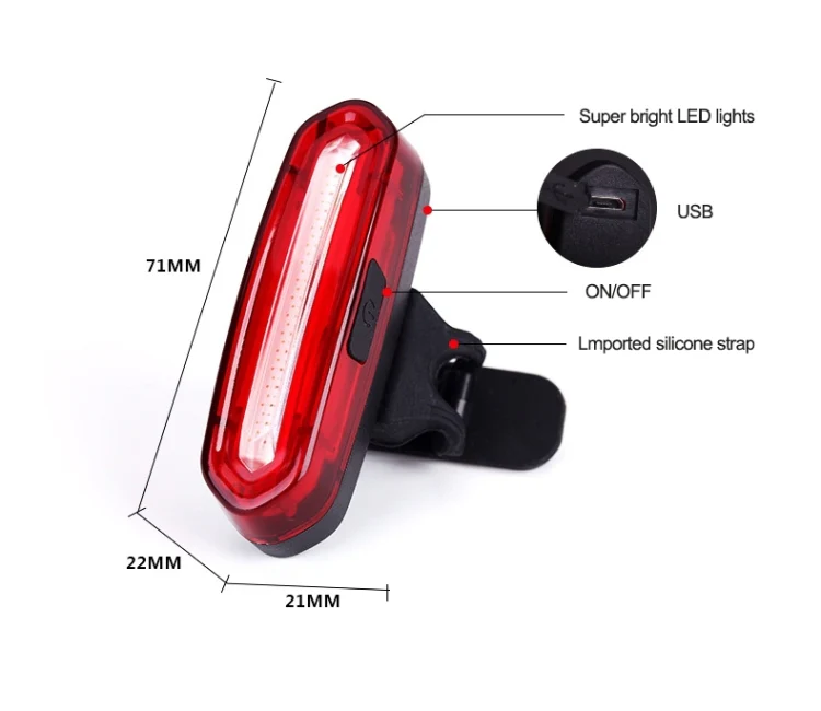 AQY-096 IPX4 Detachable USB Rechargeable Dual Color LED Bike Taillight (Blue & Red) - Image 4
