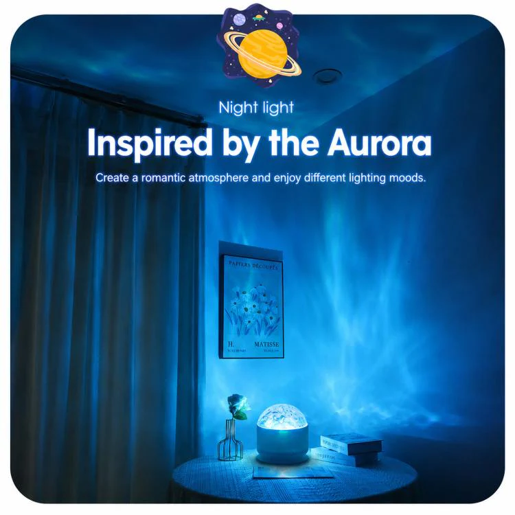 Atmosphere Night Light 16 Colors Rotating Projector Desk Lamp With Remote Control, Power: Rechargeable(Stellar Spin) - Image 5