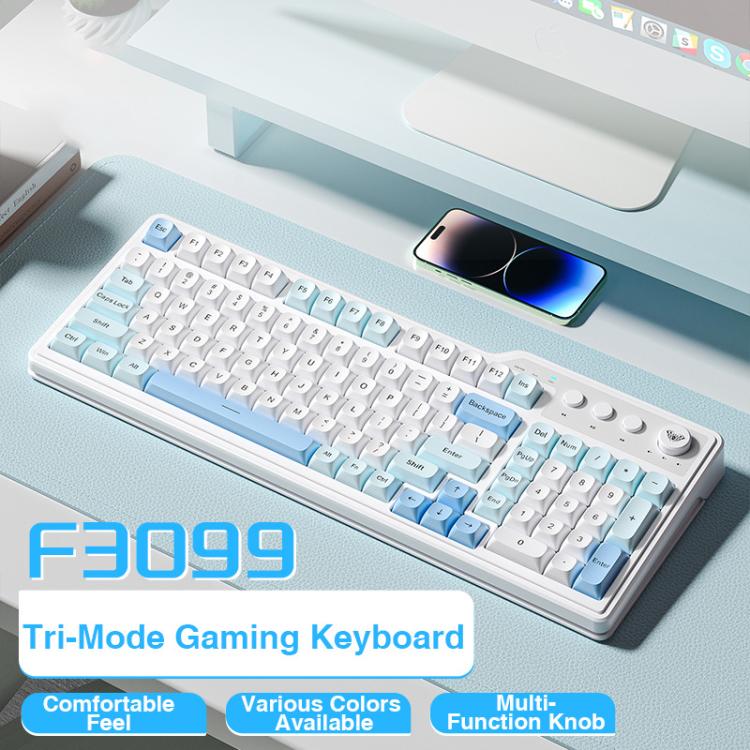 AULA F3099 99 Keys RGB Lighting Tri-Mode Gaming Keyboard(White Blue) - Image 2