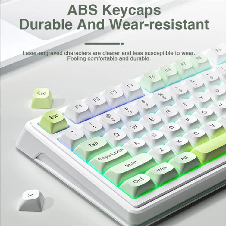 AULA F3099 99 Keys RGB Lighting Tri-Mode Gaming Keyboard(White Pink) - Image 9