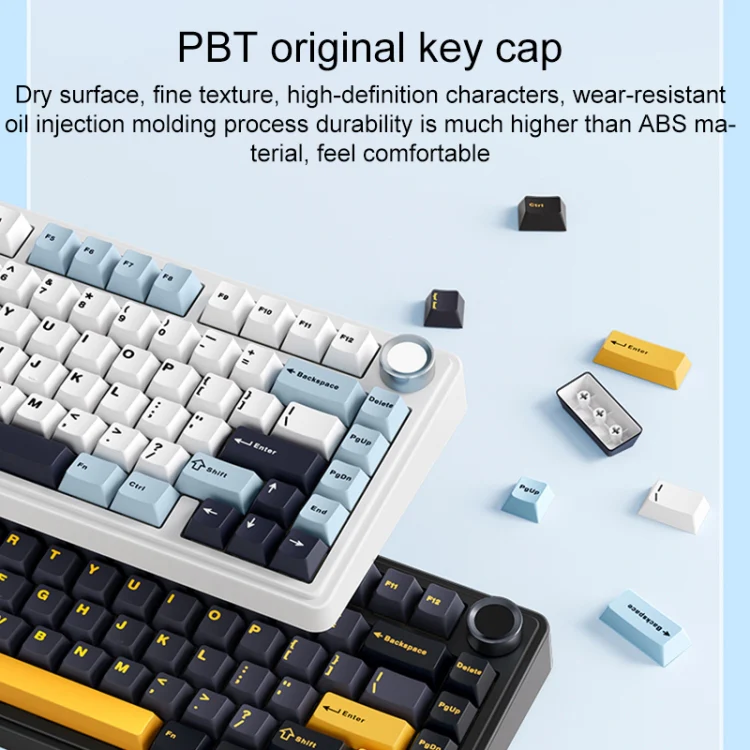 AULA F75 80 Keys Wired/2.4G/Bluetooth Three Model Customized RGB Mechanical Keyboard(Glacier Blue) - Image 4