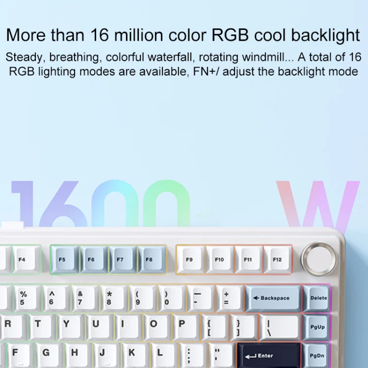 AULA F75 80 Keys Wired/2.4G/Bluetooth Three Model Customized RGB Mechanical Keyboard(Thunder Black) - Image 5