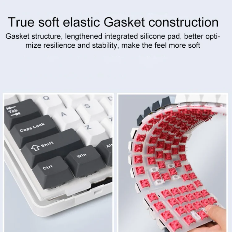 AULA F87 87 Keys Wired/2.4G/Bluetooth Three Model Customized RGB Mechanical Keyboard(Glacier Blue) - Image 5
