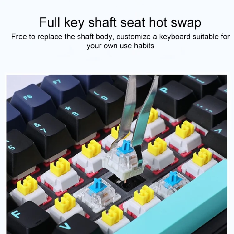 AULA F87 87 Keys Wired/2.4G/Bluetooth Three Model Customized RGB Mechanical Keyboard(White Black Green) - Image 6