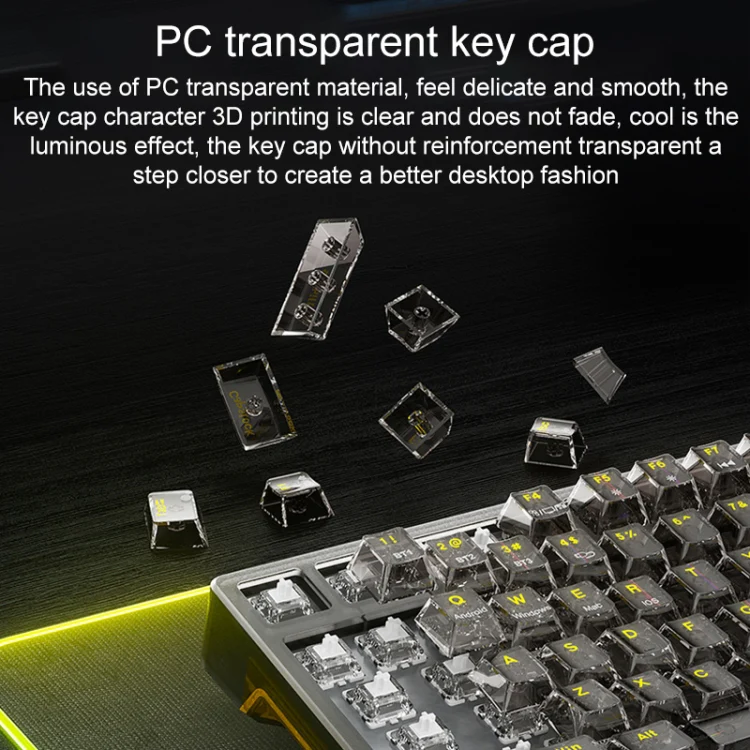 AULA F98Pro V3 99 Keys Wired/2.4G/Bluetooth Three Model RGB Mechanical Keyboard, Shaft:Ice Crystal Shaft(Transparent Black) - Image 8