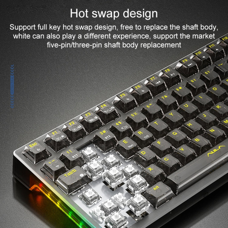 AULA F98Pro V3 99 Keys Wired/2.4G/Bluetooth Three Model RGB Mechanical Keyboard, Shaft:Ice Crystal Shaft(Transparent Pink) - Image 4