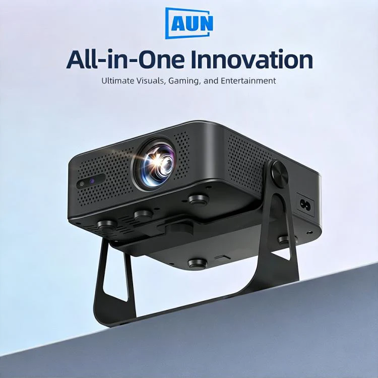 AUN A005 1080P 760ANSI LCD Display Smart Projector with Holder, Plug:UK Plug(Dark Grey) - Image 2