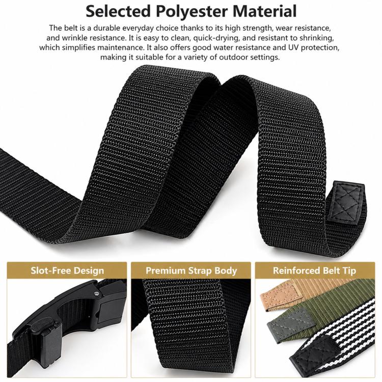 Automatic Buckle Belt Men Outdoor Nylon Belt, Length: 115cm(Black White Stripes) - Image 5