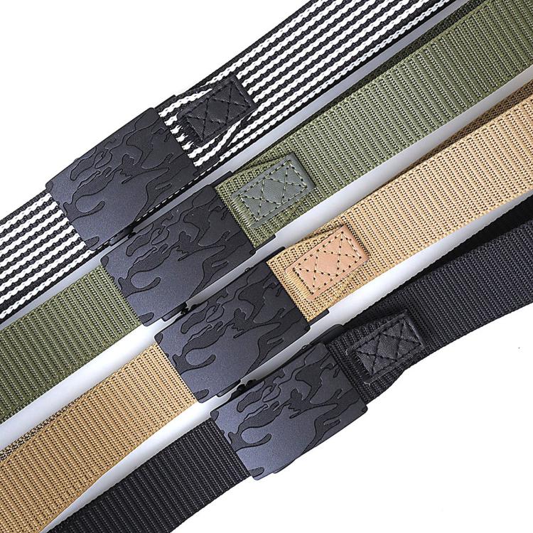 Automatic Buckle Belt Men Outdoor Nylon Belt, Length: 125cm(Black White Stripes) - Image 2