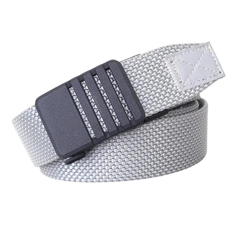 Automatic Buckle Nylon Belt Men Belt For Business Casual Denim Wear, Length: 125cm(Light Gray)