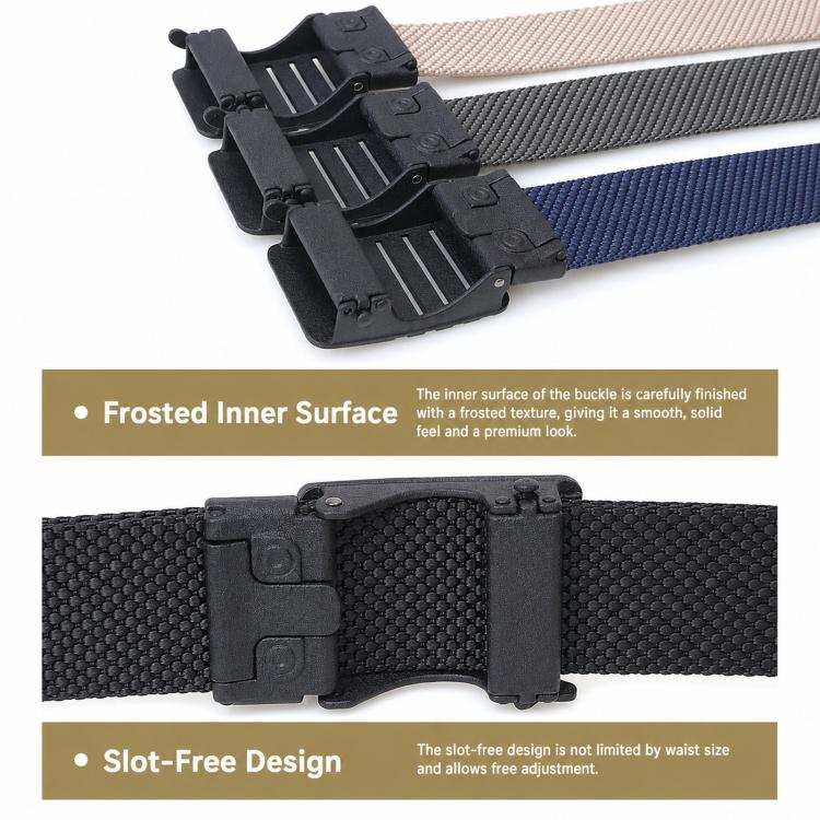 Automatic Buckle Nylon Belt Men Belt For Business Casual Denim Wear, Length: 125cm(Light Gray) - Image 2